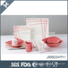 New Square 41PCS Porcelain Dinner Set, Colored dinner set for 6 person